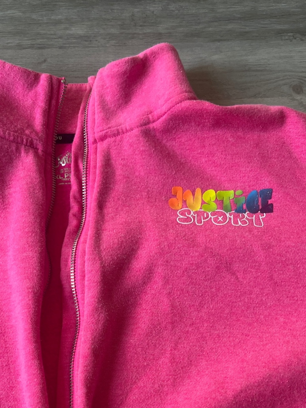 Justice Girls J -Sport Active Full Zip Mock Neck Sweater LX Pink